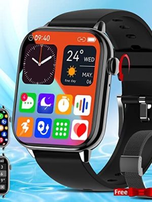 Smart Watch(Make/Answer Call),2023 New Fitness Watch with Blood Pressure Heart Rate Monitor 1.9" HD Large Screen Bluetooth Phone Watch IP67 Waterproof Smartwatch for Android iOS Phones Men Women Black